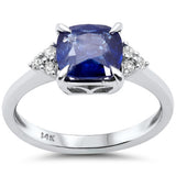 2.07ct G SI 14K White Gold Diamond & Blue Sapphire Gemstone Ring Size 6.5