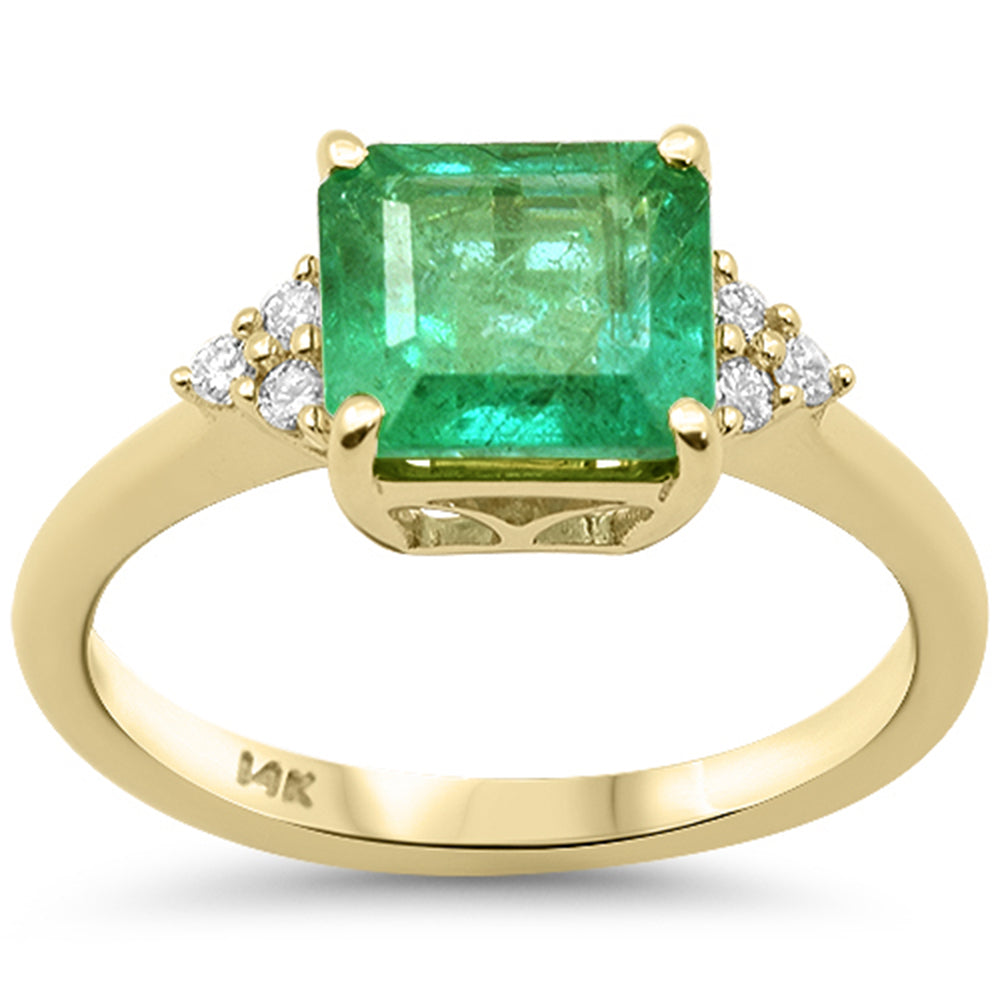 2.17ct G SI 14K Yellow Gold Diamond & Emerald Gemstone Ring Size 6.5