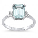 2.01ct G SI 14K White Gold Diamond & Aquamarine Gemstone Ring Size 6.5