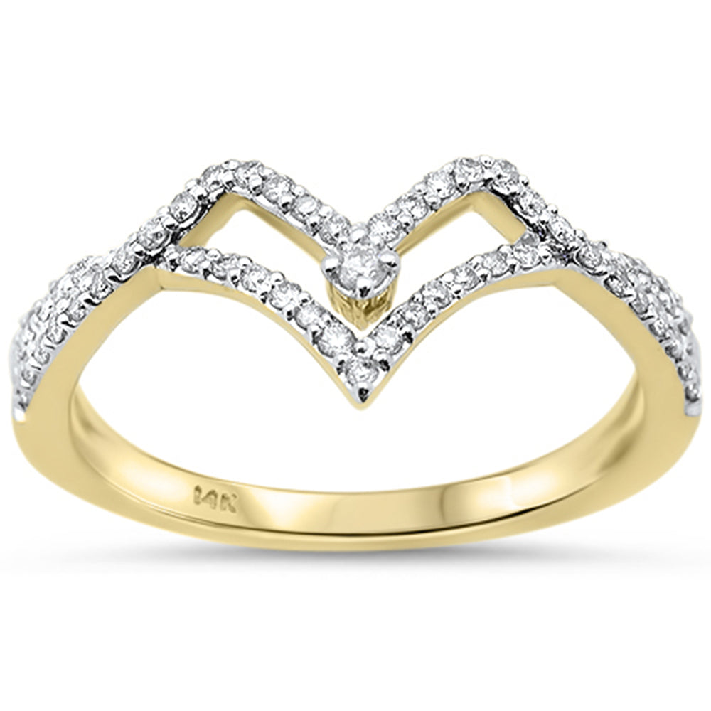 .25ct G SI 14K Yellow Gold Diamond Chevron Band Ring Size 6.5