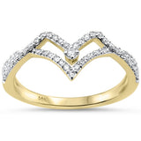 .25ct G SI 14K Yellow Gold Diamond Chevron Band Ring Size 6.5
