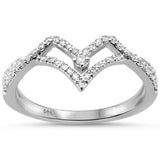 .25ct G SI 14K White Gold Diamond Chevron Ring Band Size 6.5