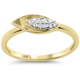 .07ct G SI 14K Yellow Gold Diamond Pear Shape Leaf Band Ring Size 6.5