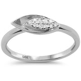 .07ct G SI 14K White Gold Diamond Pear Leaf Shaped Band Ring Size 6.5