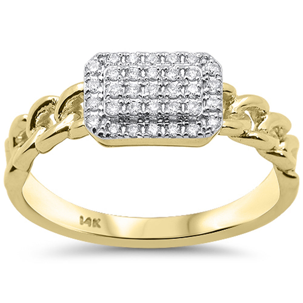 .17ct G SI 14K Yellow Gold Diamond Modern Cuban Link Design Band Ring Size 6.5