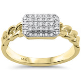 .17ct G SI 14K Yellow Gold Diamond Modern Cuban Link Design Band Ring Size 6.5