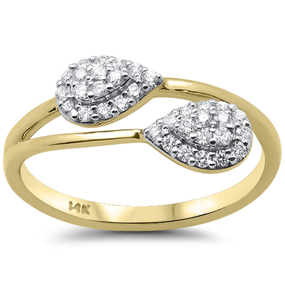 .24ct G SI 14K Yellow Gold Diamond Pear Shape Band Ring Size 6.5