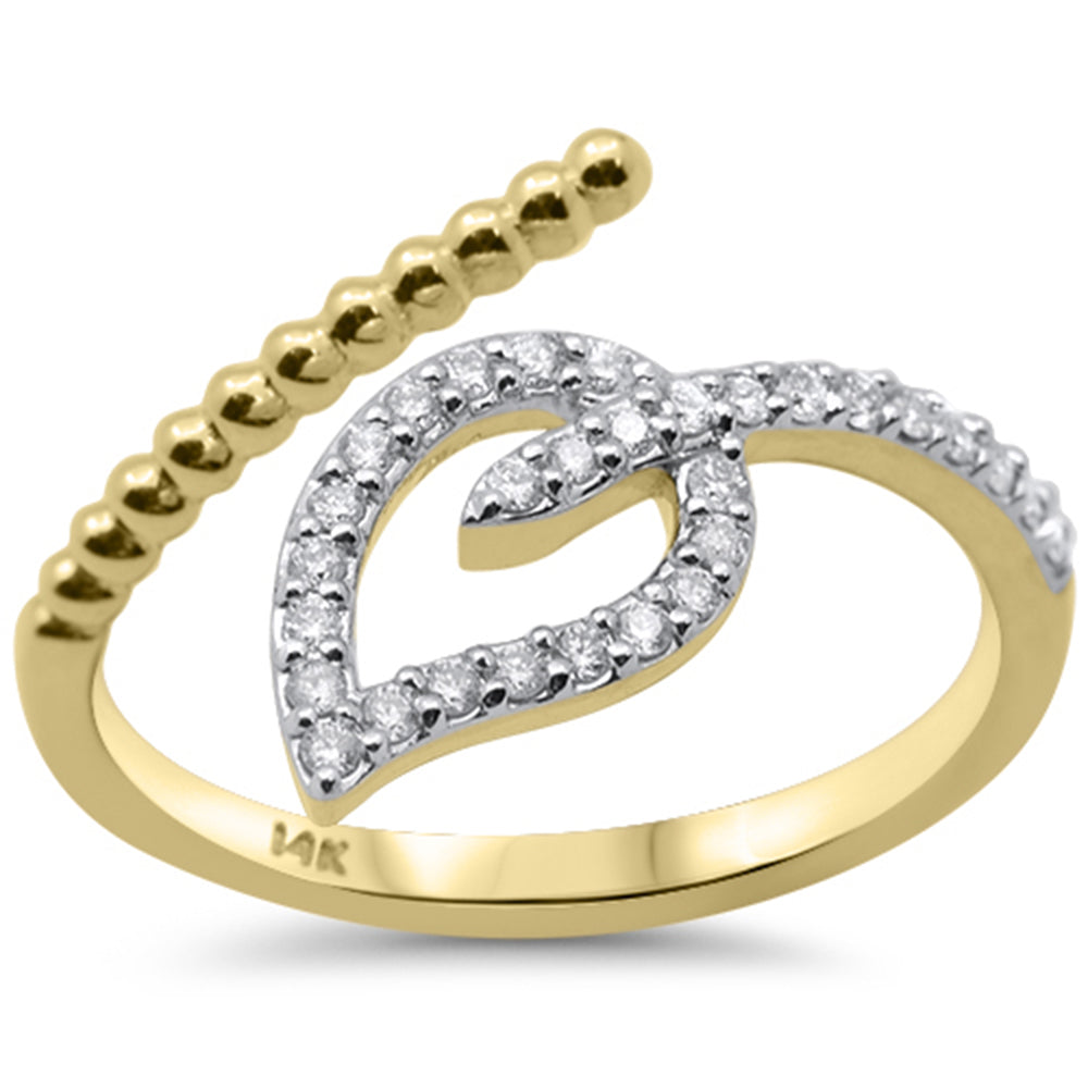 .20ct G SI 14K Yellow Gold Diamond Leaf Wrap Around Band Ring Size 6.5