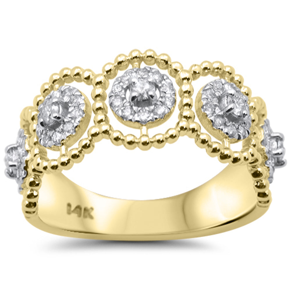 .37ct G SI 14K Yellow Gold Diamond Beaded Modern Band Ring Size 6.5