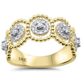 .37ct G SI 14K Yellow Gold Diamond Beaded Modern Band Ring Size 6.5
