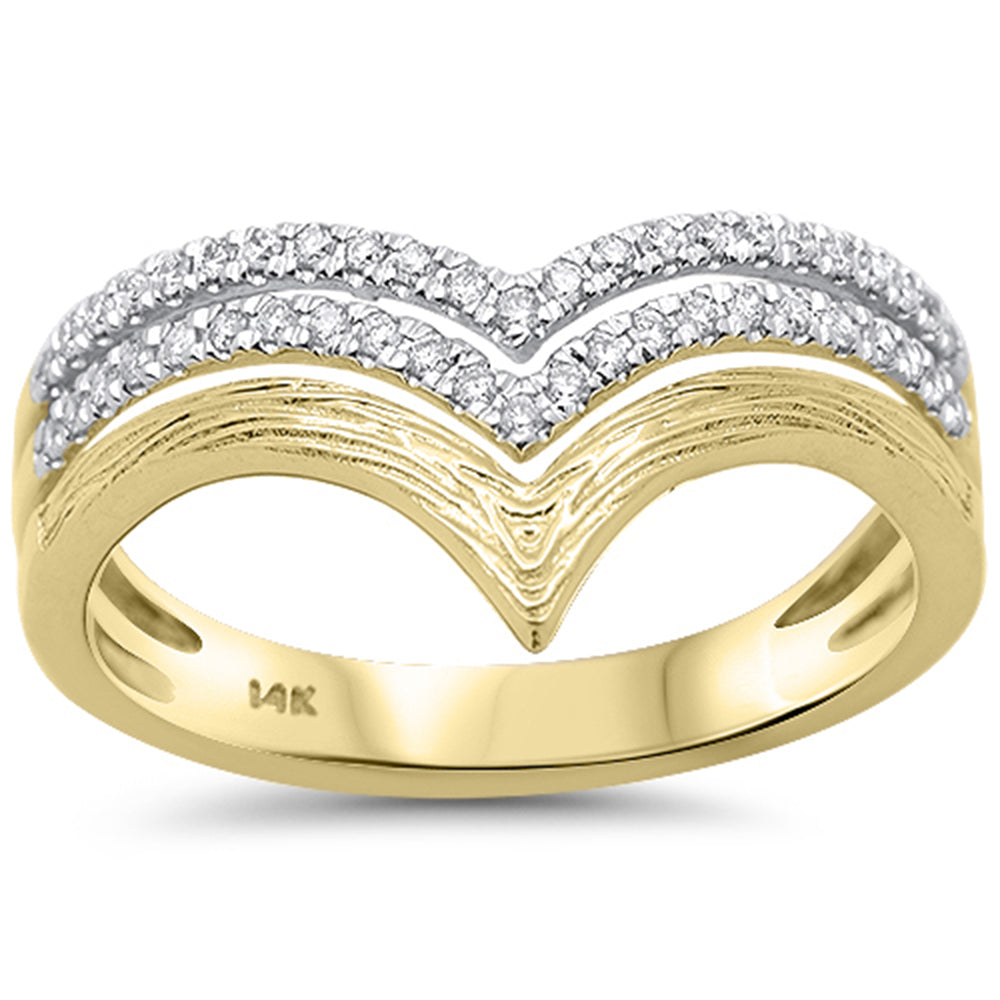 <span style="color:purple">SPECIAL!</span> .19ct G SI 14K Yellow Gold Diamond Triple Band Chevron Ring Size 6.5