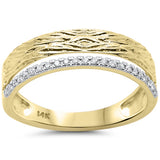 <span style="color:purple">SPECIAL!</span> .10ct G SI 14K Yellow Gold Diamond Fashion Trendy Modern Band Ring Size 6.5