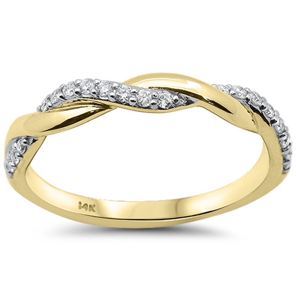 <span style="color:purple">SPECIAL!</span> .18ct G SI 14K Yellow Gold Diamond Infinity Twisted Band Ring Size 6.5