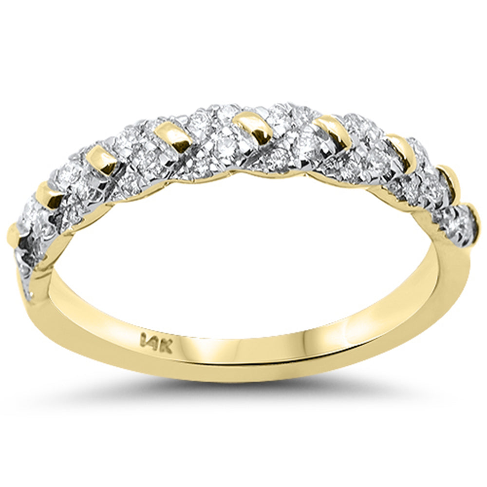 .24ct G SI 14K Yellow Gold Diamond Fashion Braided Band Ring Size 6.5