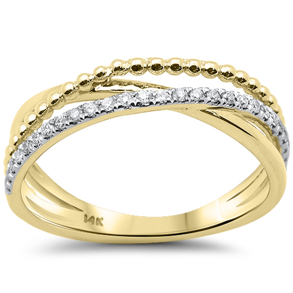 .14ct G SI 14K Yellow Gold Diamond Fashion Multi Band Trendy Band Ring Size 6.5