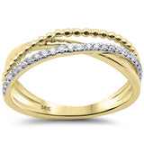 .14ct G SI 14K Yellow Gold Diamond Fashion Multi Band Trendy Band Ring Size 6.5