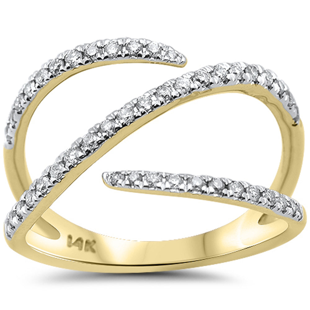 .32ct G SI 14K Yellow Gold Diamond Open Modern Trendy Band Ring Size 6.5