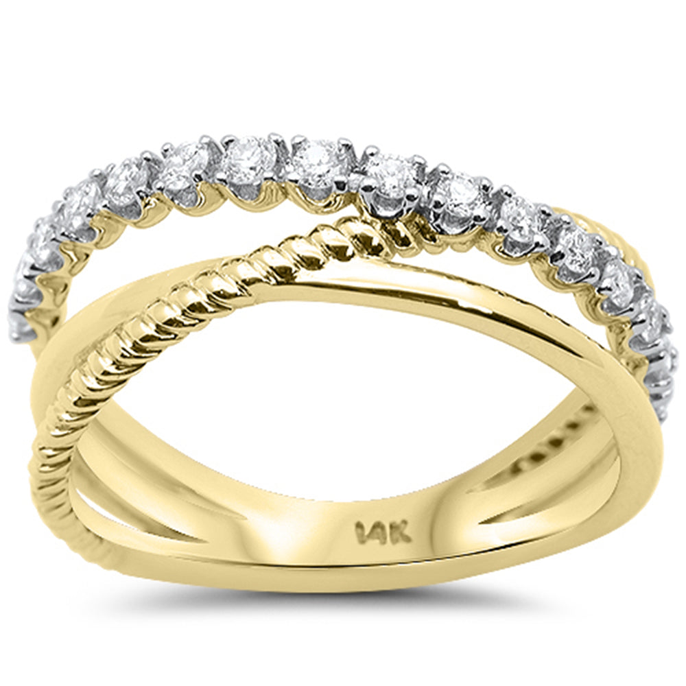 .29ct G SI 14K Yellow Gold Diamond Multi Band Trendy Modern Band Ring Size 6.5