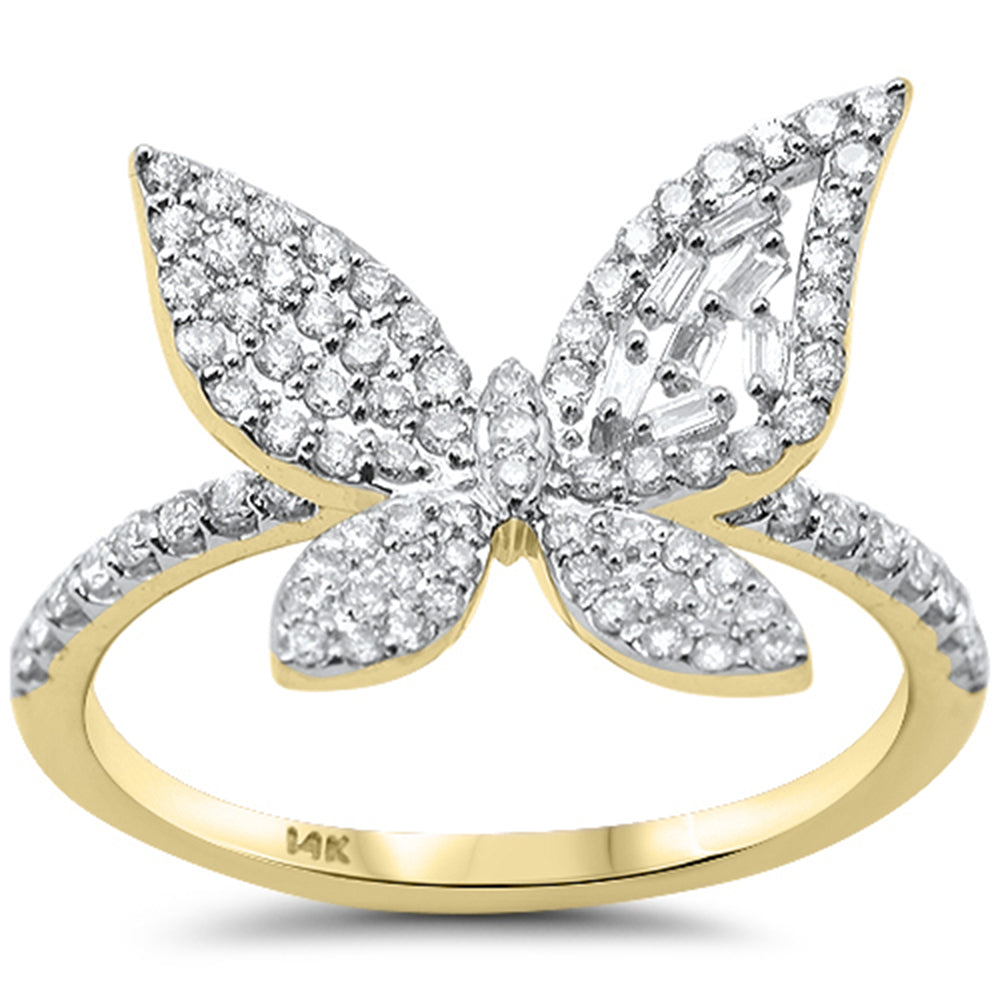 .55ct G SI 14K Yellow Gold Diamond Butterfly Ring Size 6.5