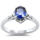 1.44ct G SI 14K White Gold Diamond & Blue Sapphire Gemstone Ring Size 6.5