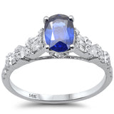 1.53ct G SI 14K White Gold Diamond & Blue Sapphire Gemstone Ring Size 6.5