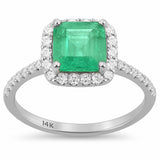 <span style="color:purple">SPECIAL!</span> 1.86ct G SI 14K White Gold Cushion Shape Emerald Gemstone & Diamond Ring Size 6.5