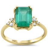 2.65ct G SI 14K Yellow Gold Natural Emerald Gemstone & Diamond Ring Size 6.5