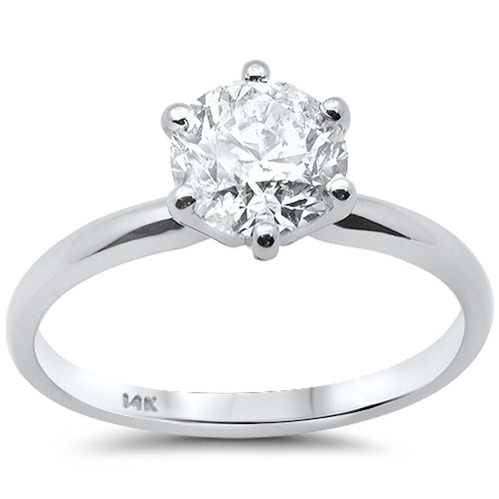 <span style="color:purple">SPECIAL!</span>1.33ct G SI 14K White Gold Round Diamond Solitaire Engagement Ring Size 6.5