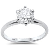 <span style="color:purple">SPECIAL!</span>1.33ct G SI 14K White Gold Round Diamond Solitaire Engagement Ring Size 6.5