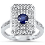 1.35ct G SI 14K White Gold Diamond & Blue Sapphire Gemstone Ring Size 6.5