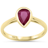 1.34ct G SI 14K Yellow Gold Bezel Set Ruby Gemstone Ring Size 6.5
