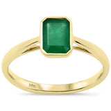 .82ct G SI 14K Yellow Gold Bezel Set Natural Emerald Gemstone Ring Size 6.5
