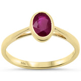 1.00ct G SI 14K Yellow Gold Bezel Set Ruby Gemstone Ring Size 6.5