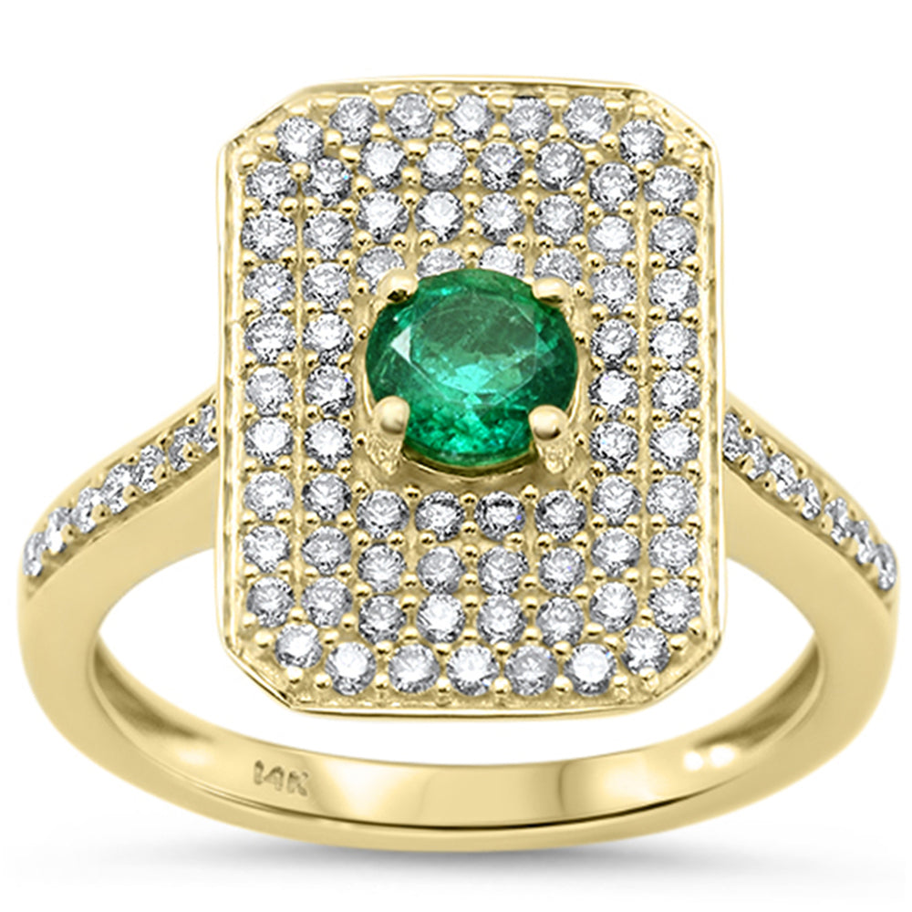 1.08ct G SI 14K Yellow Gold Diamond & Emerald Gemstone Ring Size 6.5