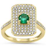 1.08ct G SI 14K Yellow Gold Diamond & Emerald Gemstone Ring Size 6.5