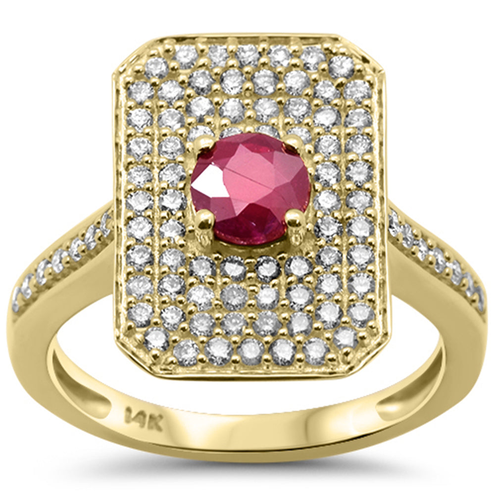 1.45ct G SI 14K Yellow Gold Diamond & Ruby Gemstone Ring Size 6.5