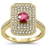 1.45ct G SI 14K Yellow Gold Diamond & Ruby Gemstone Ring Size 6.5