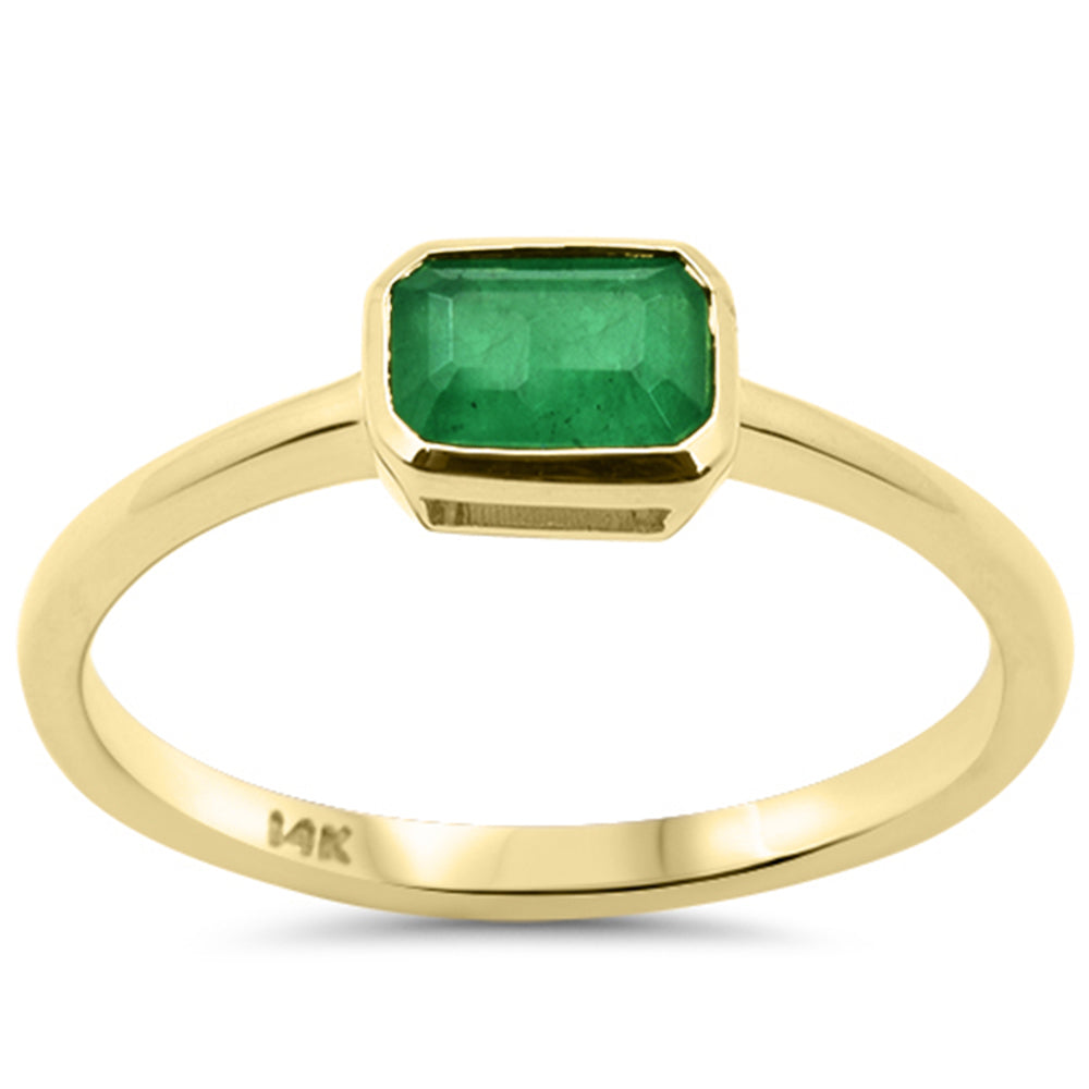.66ct G SI 14K Yellow Gold Bezel Set Emerald Gemstone Ring Size 6.5