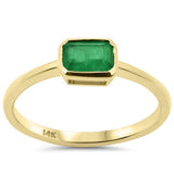 .66ct G SI 14K Yellow Gold Bezel Set Emerald Gemstone Ring Size 6.5
