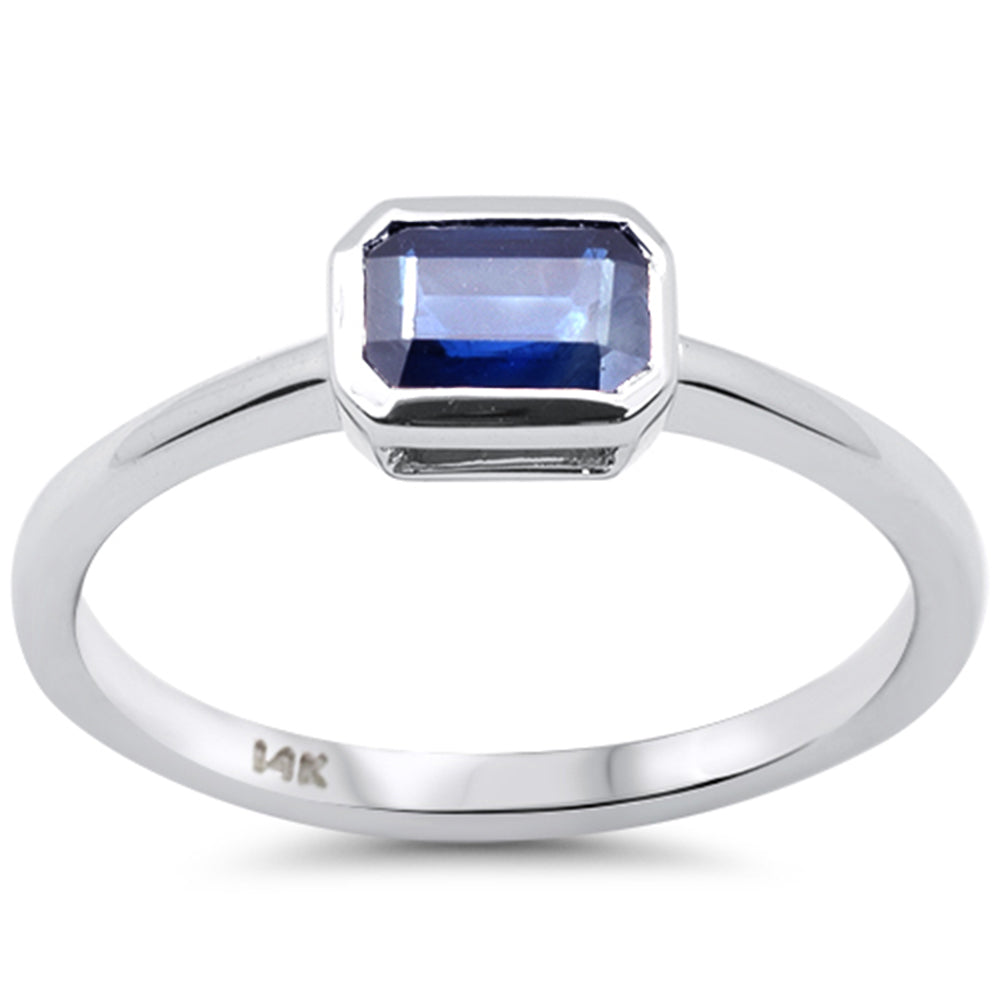 .66ct G SI 14K White Gold Bezel Set Blue Sapphire Gemstone Ring Size 6.5