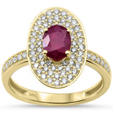 1.42ct G SI 14K Yellow Gold Oval Ruby Gemstone & Diamond Ring Size 6.5