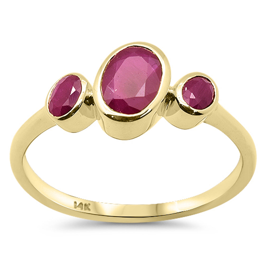<span style="color:purple">SPECIAL!</span> 1.41ct G SI 14K Yellow Gold Oval Ruby Gemstone Ring Size 6.5