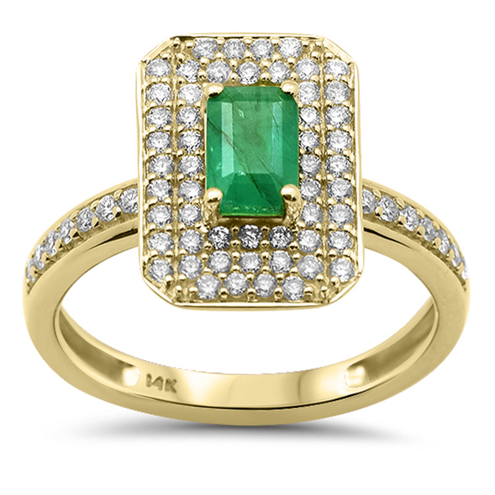 1.15ct G SI 14K Yellow Gold Emerald Gemstone & Diamond Ring Size 6.5