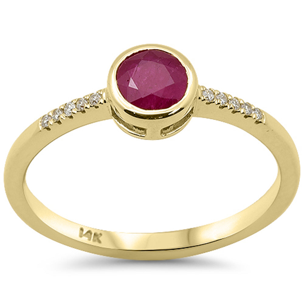 .63ct G SI 14K Yellow Gold Diamond & Ruby Gemstone Ring Size 6.5