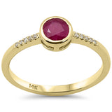 .63ct G SI 14K Yellow Gold Diamond & Ruby Gemstone Ring Size 6.5