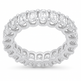 4.16ct G SI 14K White Gold Oval Cut Diamond Eternity Ring Size 6.5