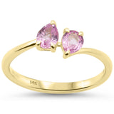 .75ct G SI 14K Yellow Gold Pear Shaped Pink Sapphire Gemstone Ring Size 6.5