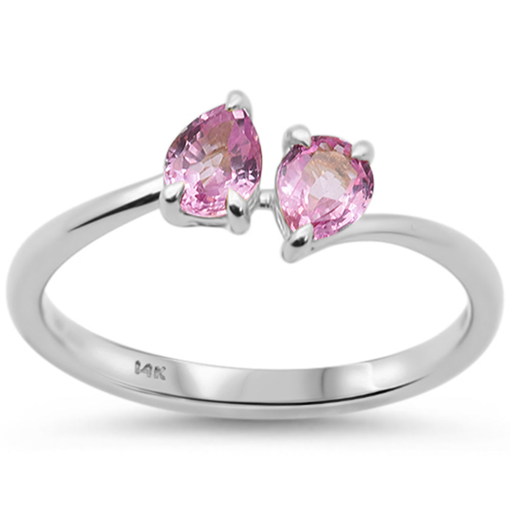 <span style="color:purple">SPECIAL!</span> .75ct G SI 14K White Gold Pear Shaped Pink Sapphire Gemstone Ring Size 6.5