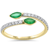 <span style="color:purple">SPECIAL!</span> .44ct G SI 14K Yellow Gold Diamond & Emerald Gemstone Wrap around Band Ring Size 6.5