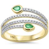 <span style="color:purple">SPECIAL!</span> .54ct G SI 14K Yellow Gold Diamond & Emerald Gemstone Wrap around Band Ring Size 6.5